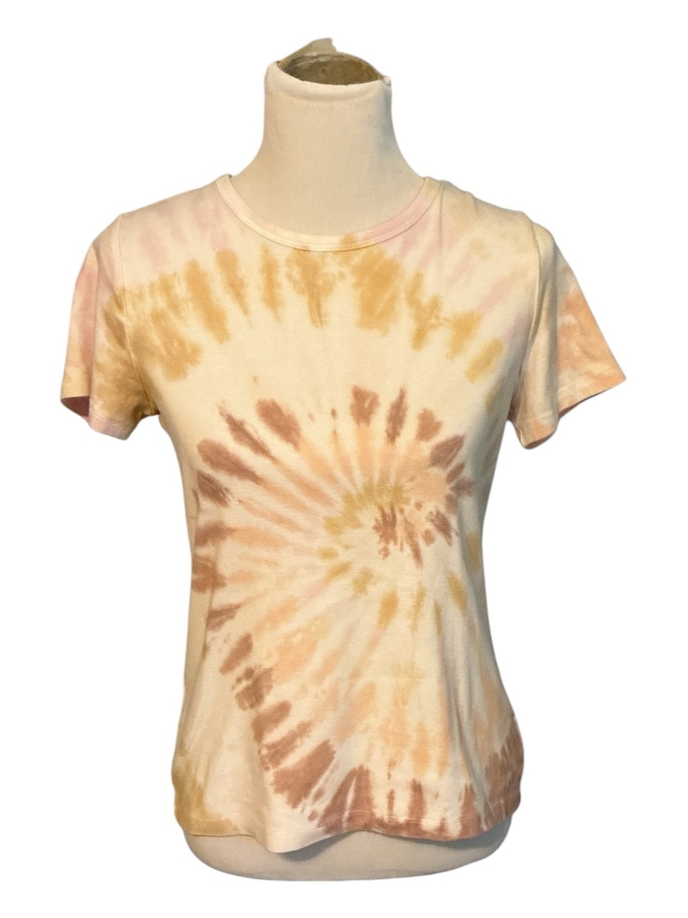 Tie-Dye Short Sleeve Crewneck Tee - Pastel Yellow & Pink